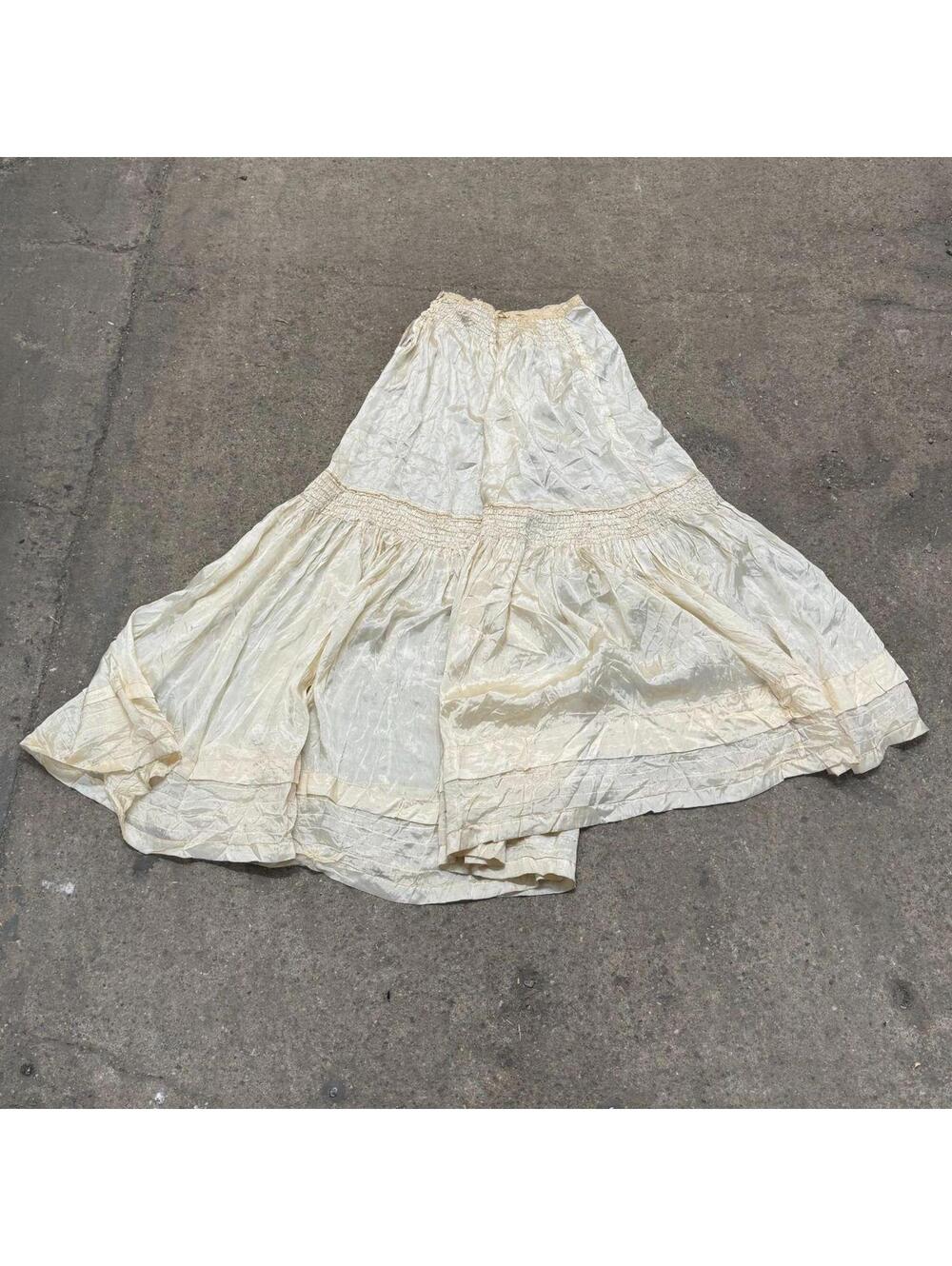 Antique Edwardian Silk Petticoat Slip Skirt XXS - Picture 7 of 7
